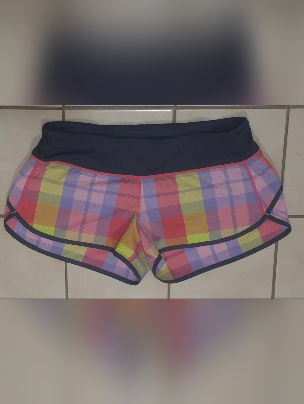 Lululemon Groovy Run Short Foxy Plaid Passion Lavender Lime (6)